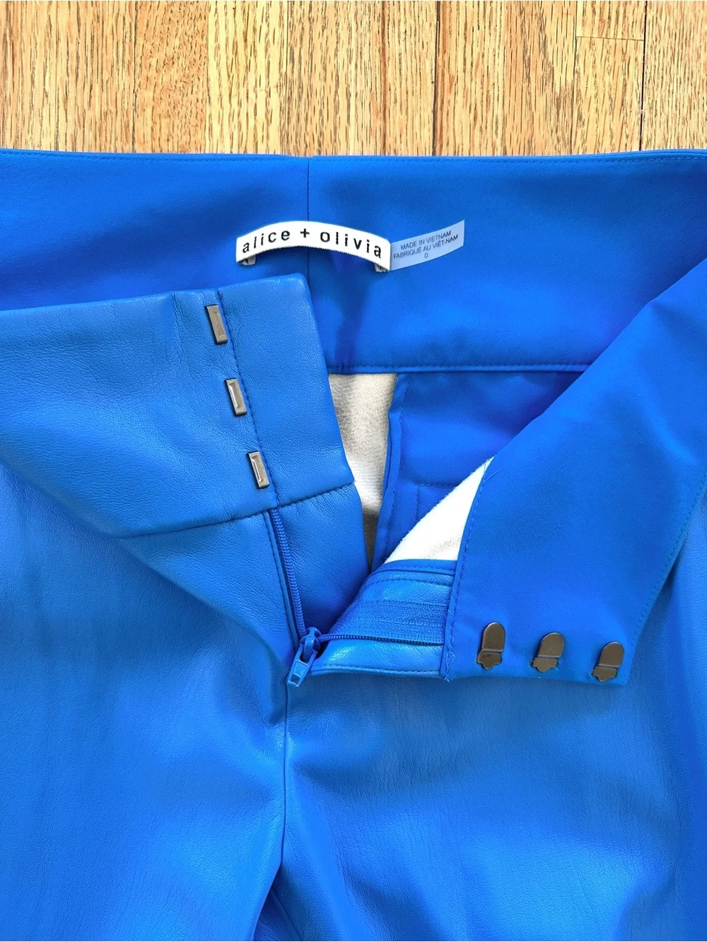 Alice + Olivia Electric Cobalt Blue Faux Leather Bootcut Pants - Picture 6 of 14